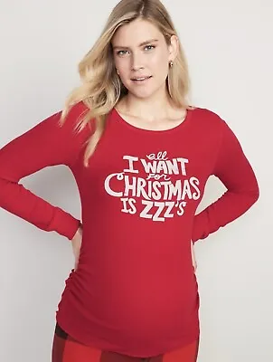 Old Navy Womens Maternity Size Small Red Thermal Knit Pajama Top Christmas NWT • £12.35