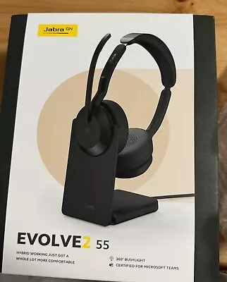 Jabra Evolve2 55 Stereo Wireless Headset With Charging Stand - Black • $290