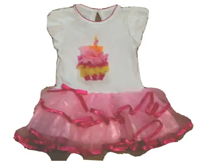 NWT Happy Birthday Infant Girls Party Tutu Cupcake Pink Dress 12m 18m 24mths/2T • $10.50