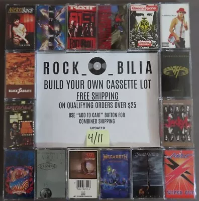 $1 & UP 80s 90s METAL HARD ROCK GRUNGE ALT PUNK CASSETTE TAPES BUILD YOUR LOT • $6