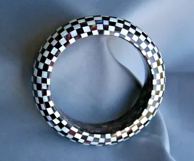 Vintage Monies Gerda Lynggaard Checkered Black & White Mother Of Pearl Bangle • $65