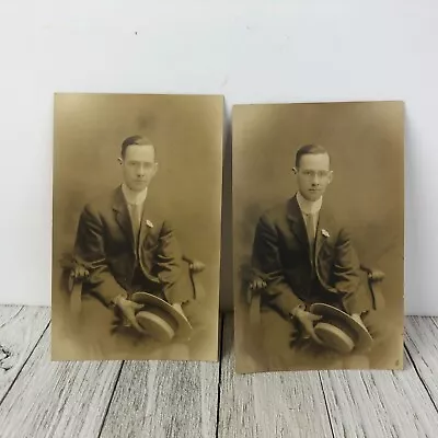 Atlantic City NJ RPPC Postcard Photo Handsome Man Edwardian Suit Hat C1910 WOW • $60.60