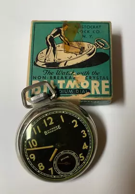 Vintage Ingraham Biltmore Radium Pocket Watch  W/Box- Runs But Not Reliably • $29.99