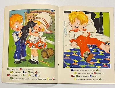 Vintage 1940 Mother Goose Oversized Linen Children’s Book - Whitman • $15