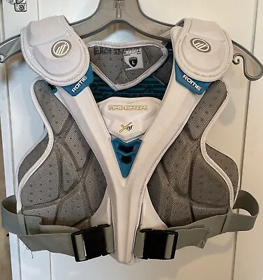 Maverick Rome XRD Gray White Teal Kids Lacrosse Chest Protector Vest Youth Sz L • $34