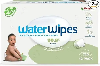 WaterWipes Plastic-Free Textured Clean Toddler & Baby Wipes 720 Count (12 Pack • £19.89