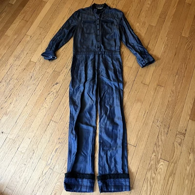 $45 • Buy Z Spoke Zac Posen New York Women's 4 Chambray Tencel Denim Jumpsuit