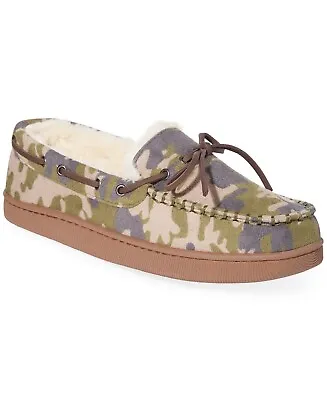 Club Room Men's Camouflage Moccasin Slippers With Faux-Fur Lining $30 Medium 8/9 • $7.65