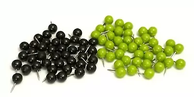 New Set Of 80 Round Push Pins 40 Black & 40 Green  3/8  Diameter Map Pins • $7.49