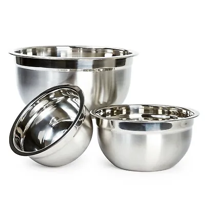 Heavy Duty Stainless Steel German Mixing Bowl Set - 3 Large Nested Bowls • $35.75