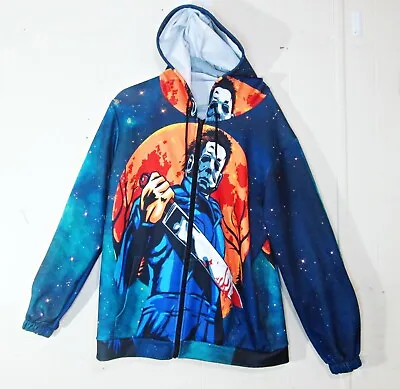 Michael Myers HALLOWEEN Hoodie Men's Size 3XL Zip Up All Over Graphics • $14