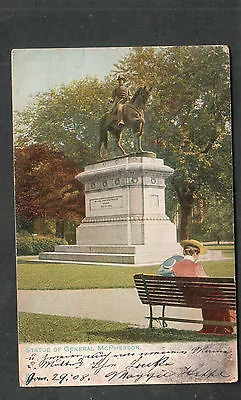 1908 Statue Of General McPherson Post Card Philadelphia Sta S Flag Cancel To NY • $7