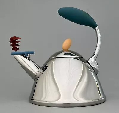 Vintage Michael Graves Teapot Tea Kettle Whistle Spinning 18-10 Stainless Steel • $75