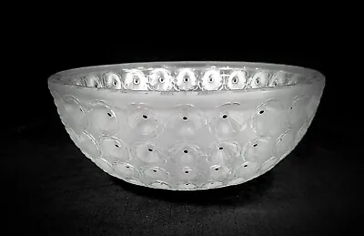 Lalique Nemours Crystal Bowl Poppy Flower Hand Painted Enamel Frosted Art Deco • £482.56