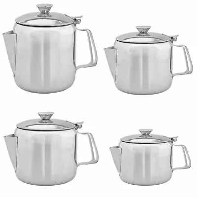 Stainless Steel Metal Teapot Cafe Tea Coffee Drink Kitchen Flip Lid Tea Pot • £8.99