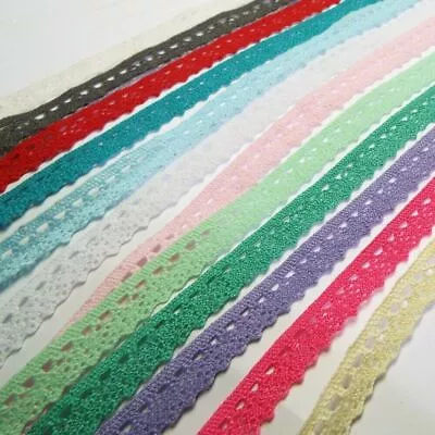 12 COLOUR 10mm Natural Cotton Lace Edging Trim Crochet Scallop BUY 1 2 4m+ 229 • £3.40