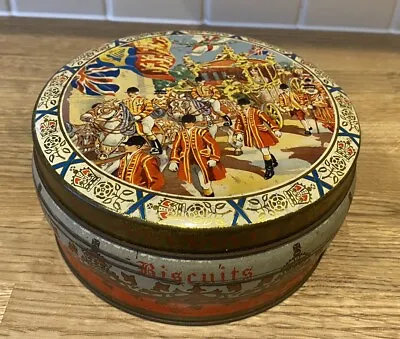 Vintage 1953 Queen Elizabeth II Novelty Biscuit Tin Souvenir • £8