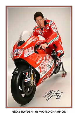 Nicky Hayden Moto GP World Champion Large Signed 12x18 Inch Photograph Poster  • $18.59