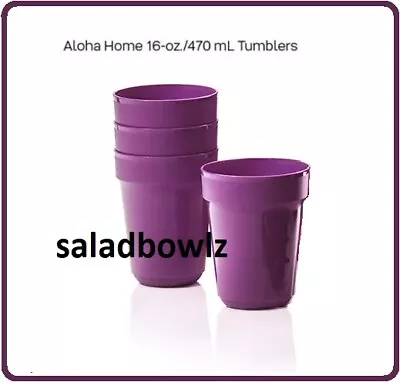 TUPPERWARE New Set Of 4 ALOHA HOME 16 OZ TUMBLERS 4-Cup Set Summer 2021 • $12