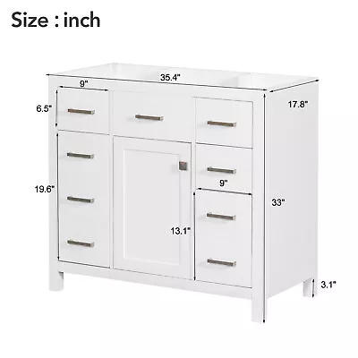 36  Bathroom Vanity W/Sink White Freestanding Bathroom Vanity Cabinet 5 Drawers • $348