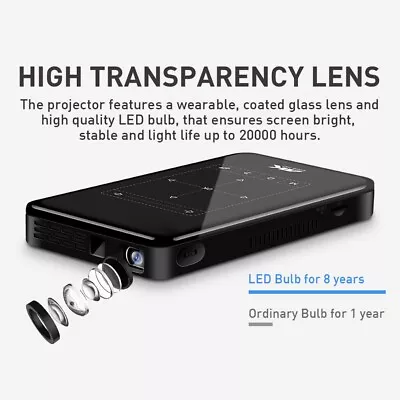 £155.99 • Buy 4K 3D Full HD Smart DLP Mini Projector LED Android WiFi 1080P Home Theater HDMI