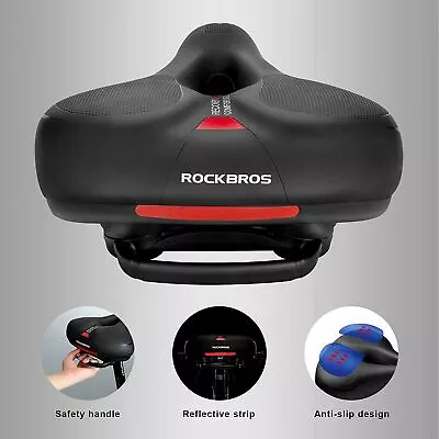 ROCKBROS Bike Large Saddle Seat Dual Shock Absorbing Soft Cushion Pad Breathable • $20.99