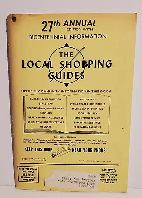 Vtg Bicentennial 1976 Local Shopping Guide Phone Book Business Elkins Park Pa • $6.99