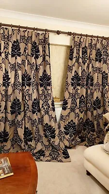 Designers Guild Flock Silk Taffeta Quality Interlined Heavy Curtains. • £225