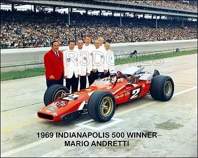 1969 Indy 500 Winner Mario Andrettil Racing Photo 8X10  • $7.95