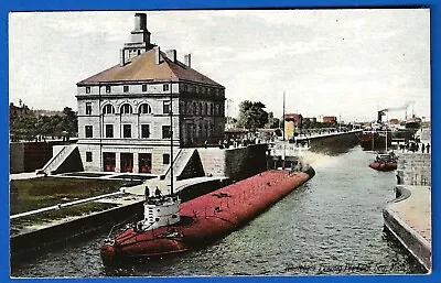 1907 Soo Michigan  Whaleback Leaving Poe Lock   Postcard  • $5