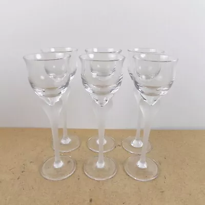 6 Mikasa Crystal Sea Mist Frost 6.1  Cordial Glasses Ribbed Stem • $39.99