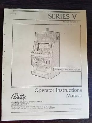 BALLY Slot Machine  V1000 / Video Poker Manual ...  New • $14.95