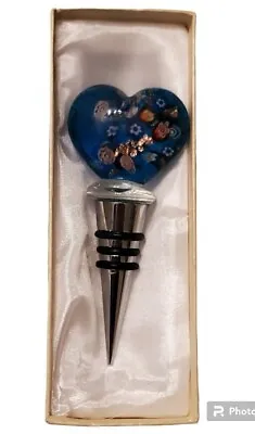 Murano Style Millefiori Heart Glass Wine Stopper Italy • $9