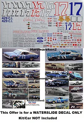 Nascar Decal #17 Purolator 1968-1970 Ford Torino Cobra David Pearson 1/25 • $24