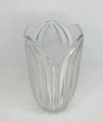 Mikasa Crystal Vase 8  Tall X 5  Wide Frosted Tulip Leaves NO Chips Clear  • $16.99