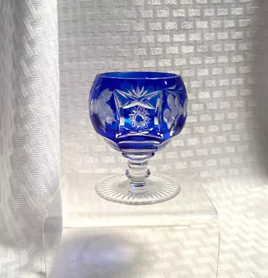 Nachtmann Traube Small Snifter/cordial Cobalt Blue Cut To Clear Crystal Bohemian • $29