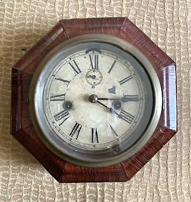 Antique Waterbury 8 Day Octagon Wall Clock Runs! • $49