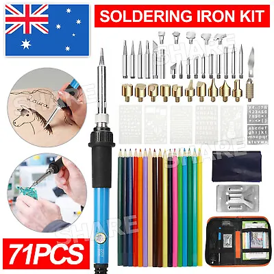 71pcs 60W Electric Soldering Iron Kit Wood Burning Pen Pyrography Craft DIY Tool • $23.95