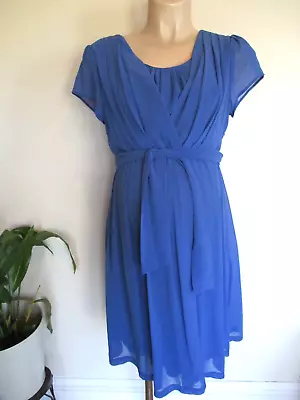 Seraphine Maternity & Nursing Cobalt Blue Formal Occasion Chiffon Dress Size 8 • £25.50