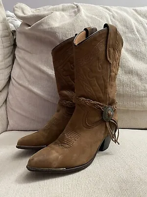Oak Tree Farms Women's Western Leather Boots Size 6-6.5 Cowgirl Boots • $25