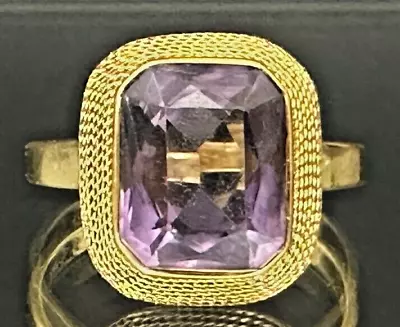 18k Yellow Gold & Purple Amethyst  Rope Design Set Vintage/Estate Ring. Size 10 • $549