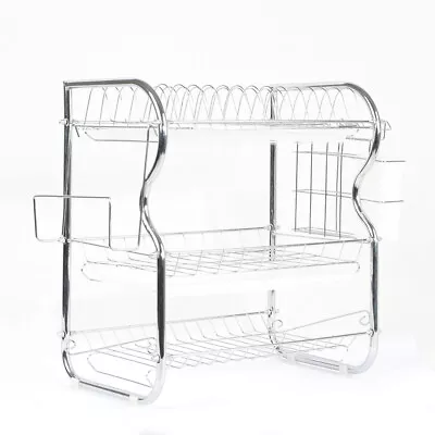 Toque Dish Rack Drying Drainer Cup Holder Cutlery Tray Kitchen Organiser 3 Tier • $32.99