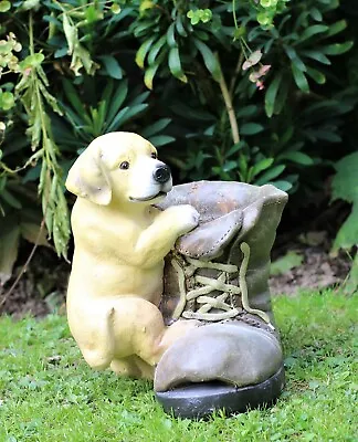 £12.95 • Buy Garden Ornaments Flower Pot Planter Animal Puppy Dog With Boot Decor Patio