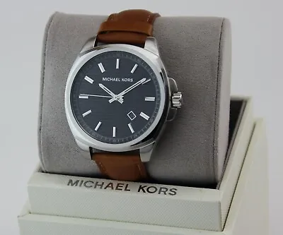New Authentic Michael Kors Bryson Silver Black Brown Leather Men's Mk8659 Watch • $99.99