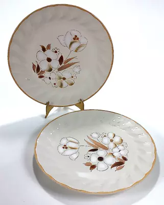 2 X Hearthside Sculptura Japan Felicity 10.5  Dinner Plates Floral Vtg MCM • $9.99