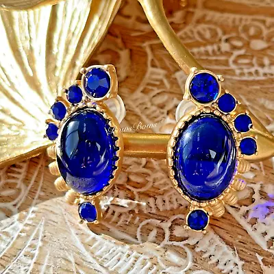 Brand NEW Vintage European Gold Plated Cabochon Resin Earring Silver Post VTGWRD • $28