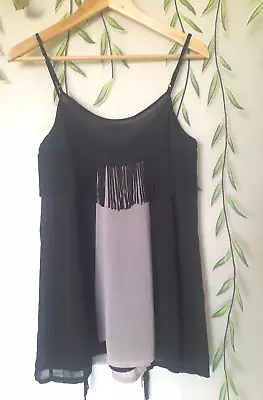 Ladakh Top Size 10 Tassels Black Spaghetti Strap • $20