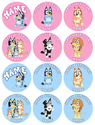 Personalised Edible Toppers For Cupcakes - Bluey Themed • £4.50