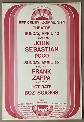 FRANK ZAPPA And The HOT RATS Berkeley Community Theatre 1970 CONCERT POSTER • $100