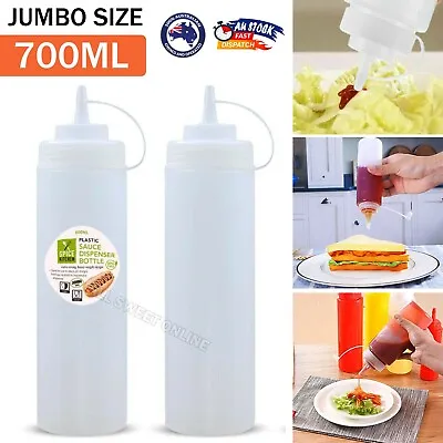 700ML Sauce Bottles Squeeze Bottle Oil Plastic Condiment Dispenser Ketchup Oil • $12.95